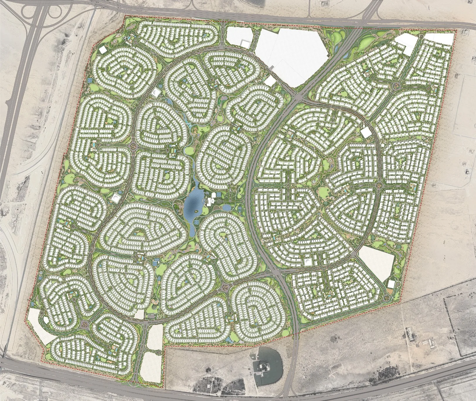 Lunaya masterplan showing lagoons, parks, villas and Lunaya Terraces